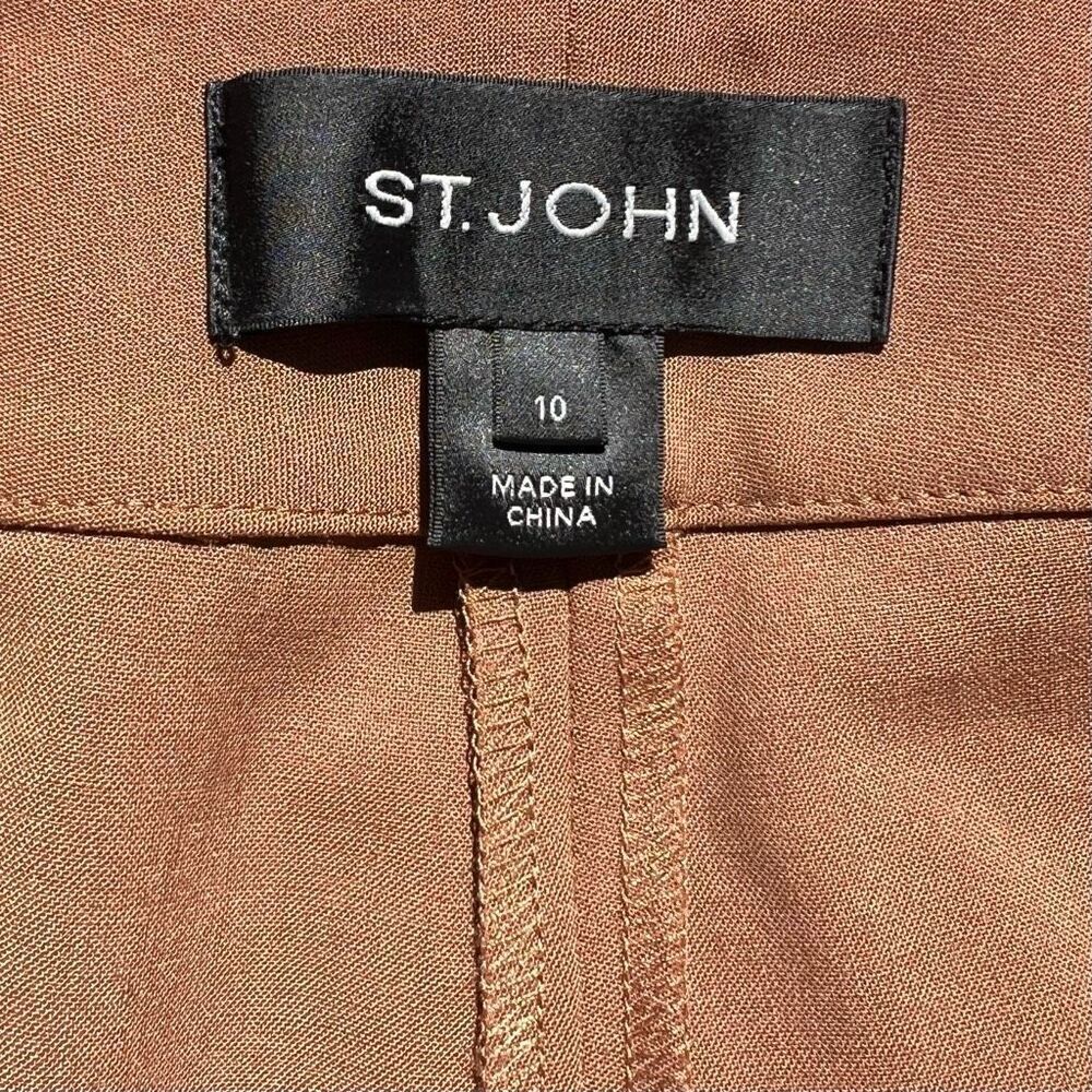 St. John Straight Leg Mid Rise Trouser Pants Press Pleats in Brown Women’s 10 - Picture 7 of 11